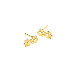 Dog's Paw Ear Studs-Gold