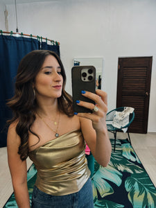 Gold Strapless Top