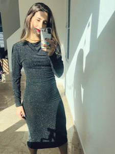 Shiny Black Midi Dress Dress bea boutique 